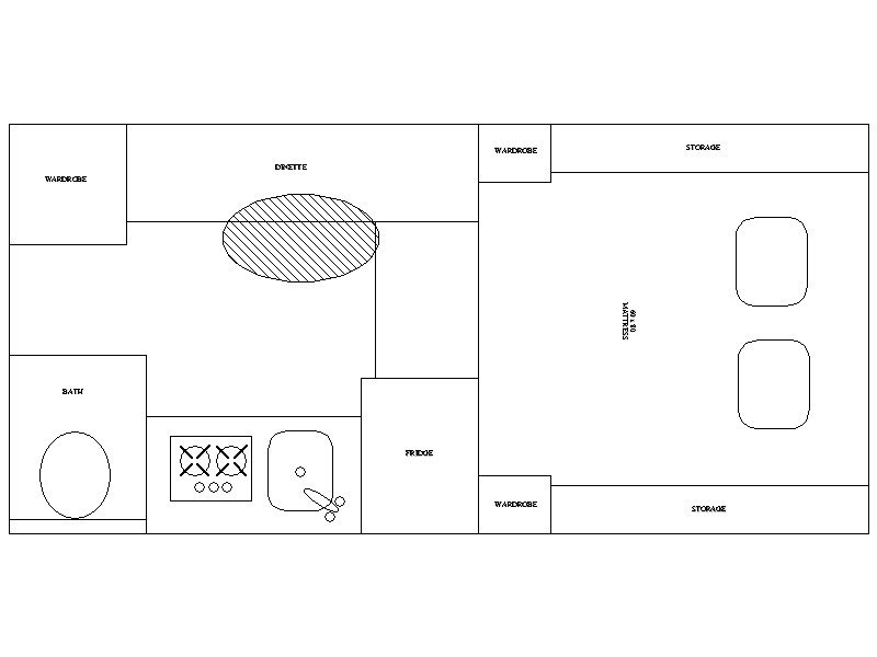 A floor plan of the interior of a small house.