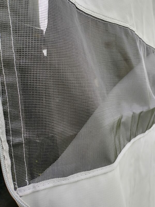 A close up of the mesh fabric on a tent