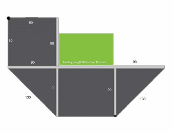 A diagram of the size and length of a building.