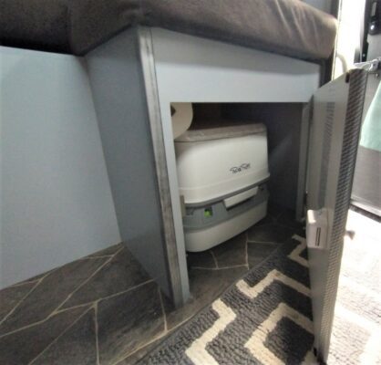 A toilet sitting in the middle of a room.