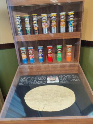 A display case with some food on it