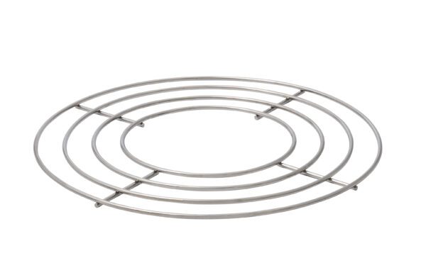 A circular baking rack on a white background.