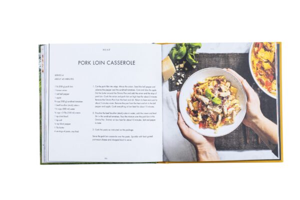 A Color Cookbook with a picture of a plate of food.