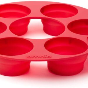 A red Muffin Ring with six compartments.