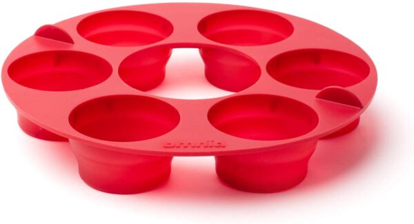 A red Muffin Ring with six compartments.