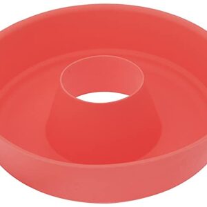 A red plastic silicone mold with a hole in the middle.