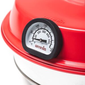 A red pot with a Thermometer on it.