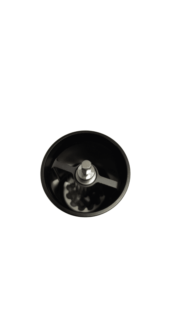 Black coffee grinder with blades.