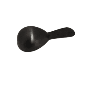 Black plastic scoop isolated on white.